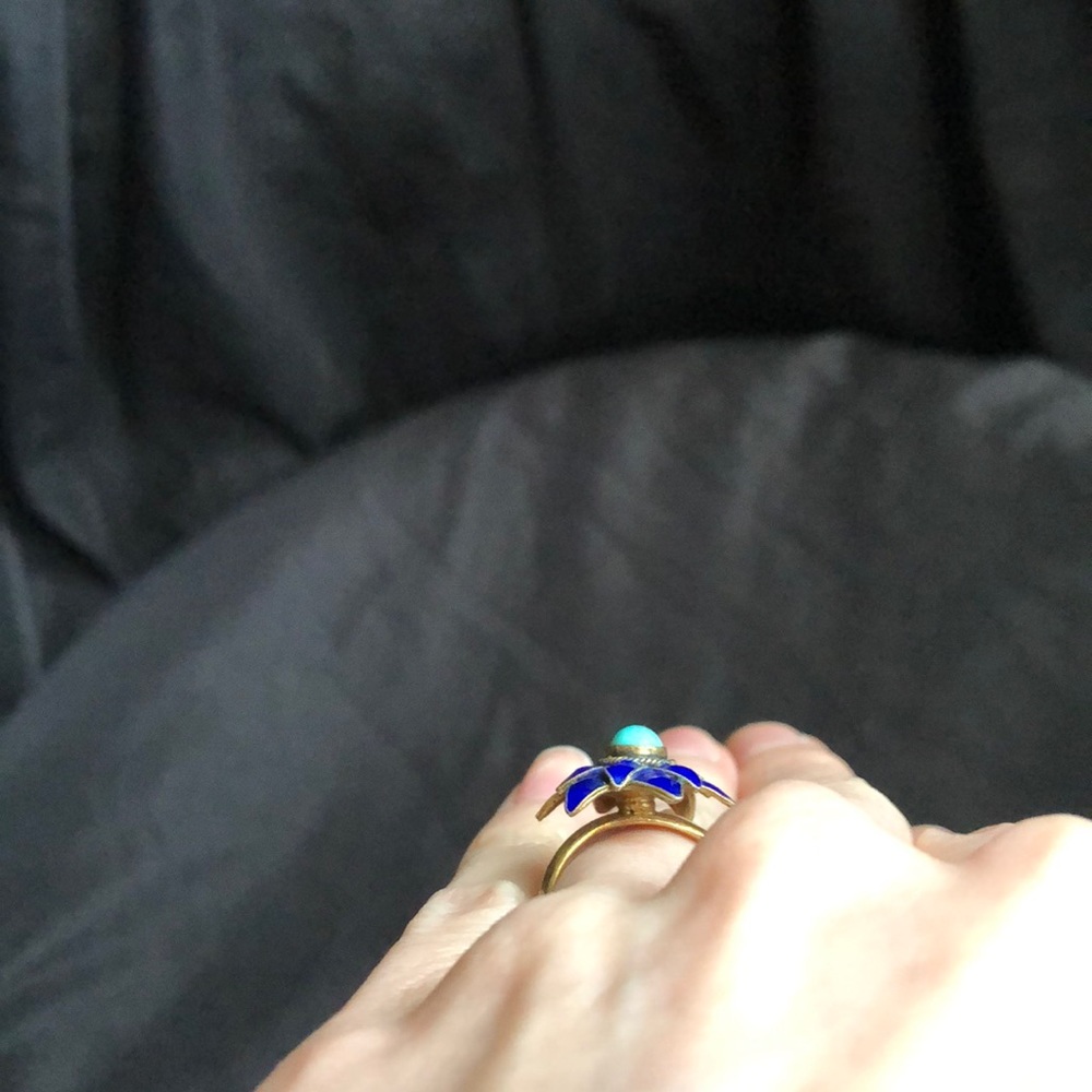 Blue Floral Cloisonne Ring - Picture 13 of 16